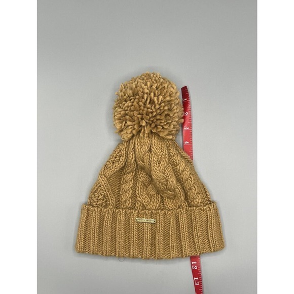Michael Kors Chunky Cable Knit Pom Pom‎ Beanie Hat Brown Faux Fur NWOT main image 8